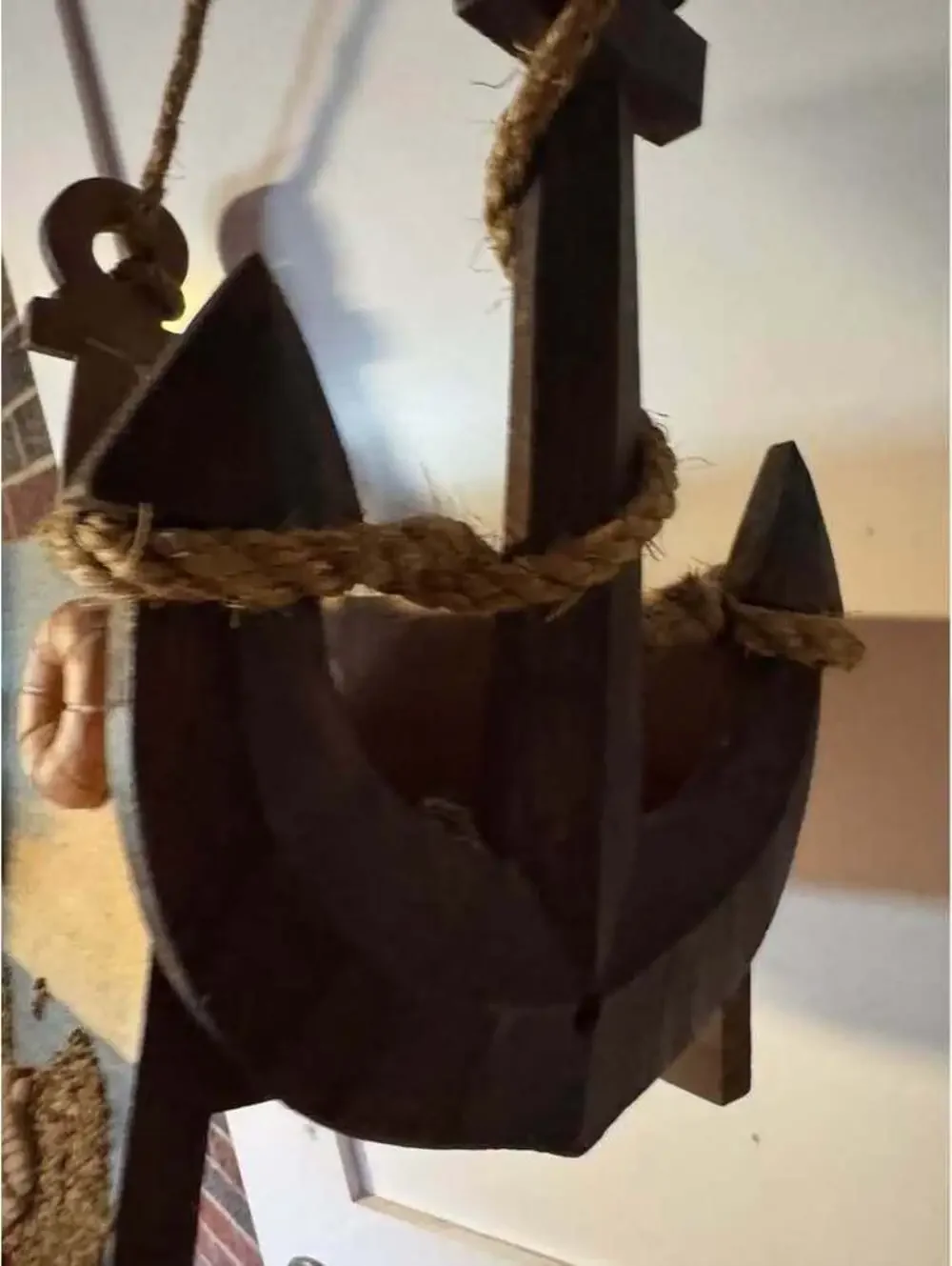 Vintage Nautical beachy Wooden Anchor Wood box